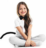 Peluş Siyah Renk Kuyruk Ve Papyon Yetişkin Çocuk Uyumlu