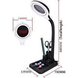 Esnek 5x /10x,40 Led Işıklı Büyüteç ,lamba  Büyüteç Okuma, Çalışma Lehim Masa Lambası A808