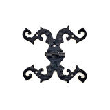 Antika Tarz Dekoratif Pirinç Süslü Menteşe - 100x90 Mm, Oksit