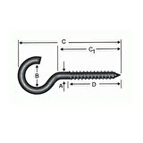 Açık Piton, Kanca, Çengel 20x80 - 144 Adet