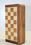 Özel Vernikli Mıknatıs Taşlı Ahşap Katlanabilir Kutulu Satranç Oyunu 17.5 Cm