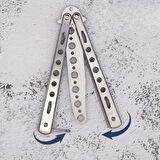 BUFFER® Gri Katlanabilir Paslanmaz Çelik Kelebek Bıçak Tarak Sakal Bıyık Fırçası Profesyonel Saç Kesimi İçin Tarak