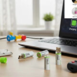 BUFFER® USB Şarjlı 1450mAh AA 1.2V Lityum Kalem Pil – 4'lü Set, Tekrar Şarj Edilebilir Uzun Ömürlü Dönüştürülebilir Batarya