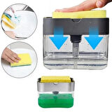 BUFFER® İkisi Bir Arada  Basmalı Pratik Sıvı Sabunluk Pompası ve Bulaşık Yıkama Süngeri Haznesi