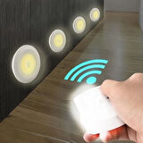 BUFFER® 3lü Uzaktan Kumandalı Pilli Yapışkanlı Kablosuz Led Spot Lambalar