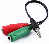 3.5mm Stereo Jak Kulaklık ve Mikrofon Ayırıcı Kablosu, Kırmızı ve Yeşil