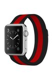 Mark Newface Apple Watch 38mm Metal Mıknatıslı Kordon - Siyah-Kırmızı Najmaddin