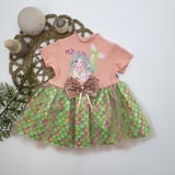 Baby 1-2-3 Yaş Denizkızı Baskılı Pul Desen Etekli Kız Bebek Elbisesi Pudra Najmaddin
