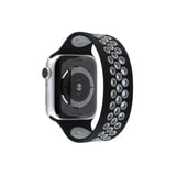 Mark Newface Apple Watch 38mm Ayarlı Delikli Silikon Kordon - Siyah-Gri Najmaddin