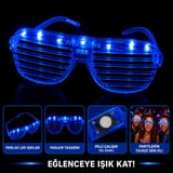 LED Işıklı Panjur Parti Gözlüğü Mavi Renk Shutter Gözlük Najmaddin
