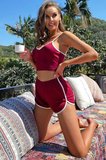 Hepsi Kadın Bordo Askılı Crop Top ve Şortlu Gecelik Takım H110558 Najmaddin