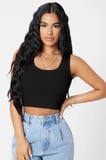 Beru Kadın Siyah Modern Fit Kare Yaka Crop Top Bluz Najmaddin