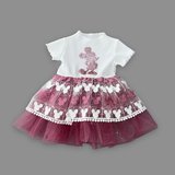 Baby 1-2-3 Yaş Payetli Mickey Baskılı Brode Etekli Kız Bebek Elbisesi Rose Najmaddin