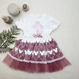 Baby 1-2-3 Yaş Payetli Mickey Baskılı Brode Etekli Kız Bebek Elbisesi Rose Najmaddin