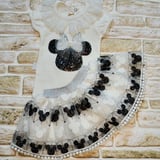 Baby 1-2-3 Yaş Payetli Mickey Nakışlı Kısa Kollu Brode Etekli 2li Kız Bebek Takımı Siyah Najmaddin