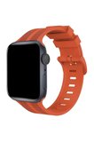 Mark Newface Apple Watch 42mm KR408 Çizgili Silikon Kordon - Turuncu Najmaddin