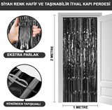 Ticaret Siyah Renk Ekstra Metalize Parlak Saçaklı Arka Fon Perde İthal A Kalite 1x2 Metre NessiWorld Najmaddin