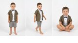 Baby 2-5 Yaş Ceketli Keten Kumaş 3lü Çocuk Takımı Najmaddin