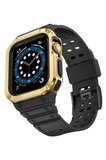 Mark Newface Apple Watch 42mm KR401 Silikon Kordon - Siyah-Gold Najmaddin