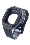 Mark Newface Apple Watch 45mm KR402 Metal Kasa Silikon Kordon - Siyah Najmaddin