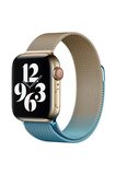 Mark Newface Apple Watch 38mm Metal Mıknatıslı Kordon - Metalik Gold-Mavi Najmaddin