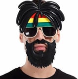MEPA Najmaddin Rasta Peruklu Rasta Sakallı Bob Marley Bıyıklı Parti Gözlüğü x Cm Najmaddin