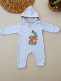 Baby 6-9 9-12 Ay Ef Çizgi Boy Fermuarlı Hayvanlar Alemi Nakışlı Kapşonlu Kız Erkek Bebek Tulumu Mavi Najmaddin