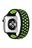 Mark Newface Apple Watch 42mm Ayarlı Delikli Silikon Kordon - Siyah-Yeşil Najmaddin