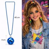 Ticaret Retro Disko Topu Şekilli 80&amp;#39;ler 90&amp;#39;lar Mavi Renk Plastik Kolye Najmaddin