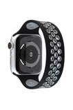Mark Newface Apple Watch 38mm Ayarlı Delikli Silikon Kordon - Siyah-Gri Najmaddin
