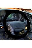 Universal Uyumlu Kamyon Tır Dikmeli Deri Direksiyon Kılıfı Nubuk Alkantra Mavi Ipli 45×10.5cm
