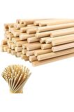 Ahşap Bambu Silindir Maket Çubukları 5 Mm 11-12 Cm 200 Adet