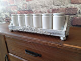 Neiwel Vintage Roha Eskitme Beyaz Ahşap Stand Raf