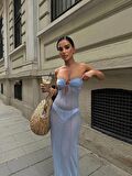 Nesly Maxi Boy İpek Tül Elbise