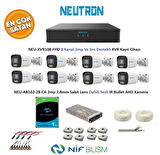 Neutron 2mp 8 kameralı Sesli Dış ortam AHD Full Kamera Seti 1TB Disk NEU-XVR108-FHD NEU-AB102-28-CA