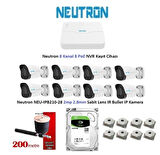 Neutron 2mp 8 Kameralı 500 GB Disk Tak Çalıştır Hazır IP Kamera Seti NEU-IPB210-28