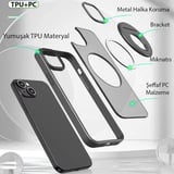 Nevamel ALLY iPhone 14 Plus İçin Magsafe Uyumlu Yüzük Standlı Manyetik Silikon Kılıf-(5775)