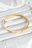 Nevamel® 316L Çelik Gold Renk Zirkon Taşlı 65 mm Kadın Kelepçe Bileklik 5886