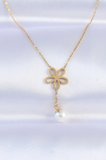 Nevamel® 316L Çelik Zincir Gold Renk İnci Detay Çiçek Kolye 5886