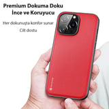 Nevamel Dux Ducis Fino Serisi iPhone 14 Pro 6.1 inç Kılıf Premium Dokuma Silikon Kılıf-(5775)