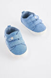 Next Baby Mavi Denim Dinazor Desenli Yumuşak Taban Bebek Ayakkabı