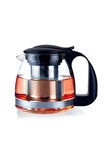 Nishev.com Evini Sev Renkli Süzgeçli Cam Demlik 700 ML - Siyah