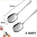 Nishev.com Evini Sev 2'li Lüks Servis Kaşığı Seti Büyük Boy Paslanmaz Çelik Kaşık Salata Pasta Yemek Servis Mutfak Kaşığı