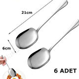 Nishev.com Evini Sev 6'lı Lüks Servis Kaşığı Seti Büyük Boy Paslanmaz Çelik Kaşık Salata Pasta Yemek Servis Mutfak Kaşığı