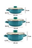 12/14/16 cm Mini Emaye Tencere Seti - Anneler Gününe Özel 6 Parça Saklama Kabı Seti