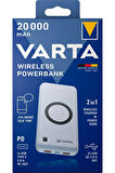 Wireless Kablolu ve Kablosuz Şarj Destekli Powerbank 20000 mAh Deprem Acil Durum Powerbank