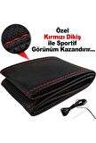 Dikmeli Direksiyon Kılıfı Noktalı Kırmızı İpli Dikişli Delikli 38×10Cm