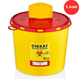Tıbbi Atık Kovası 10 Litre x 5 Adet - Güvenli ve Dayanıklı (TAK 3210)