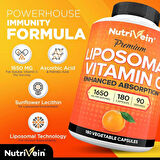 Nutrivein Liposomal Vitamin C 1650mg Defenses & Overall Well-Being- 180 Caps