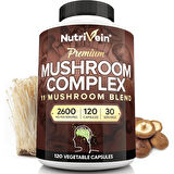 Nutrivein Mushroom Nootropic Mushroom Complex Lion's Mane Cordyceps Chaga Reishi Turkey Tail,Maitake